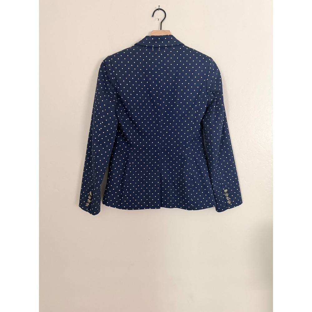 Boden Womens Navy Blue White Polka Dot Cotton Blazer Jacket Size US 2 - Picture 5 of 6